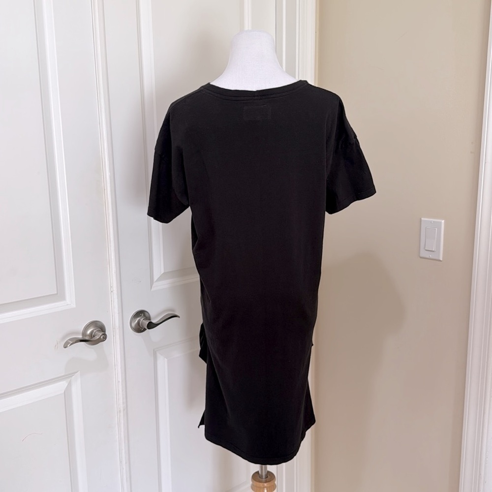 NWT Current/Elliott Side Slit Ruffle T Shirt Oversized Black Dress Size 0 - Picture 5 of 8